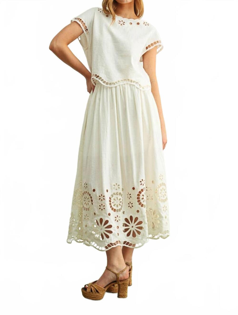 NEW MIOU MUSE carolina embroidered skirt in off white